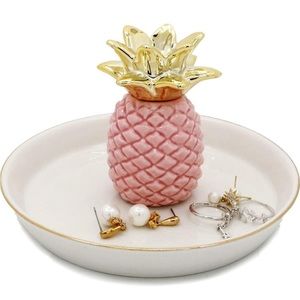 Pineapple ceramic jewelry holder rings